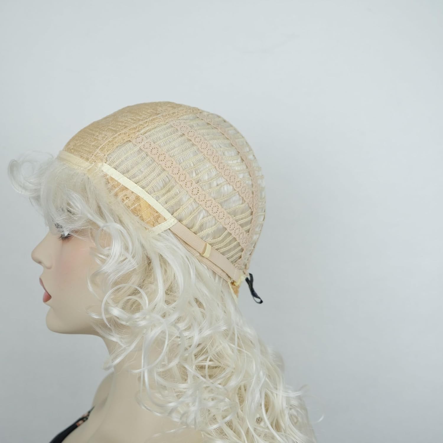 Aimole Long Curly Wigs Synthetic Pale Blonde Cosplay Women Wig Heat Resistant Hair (614)