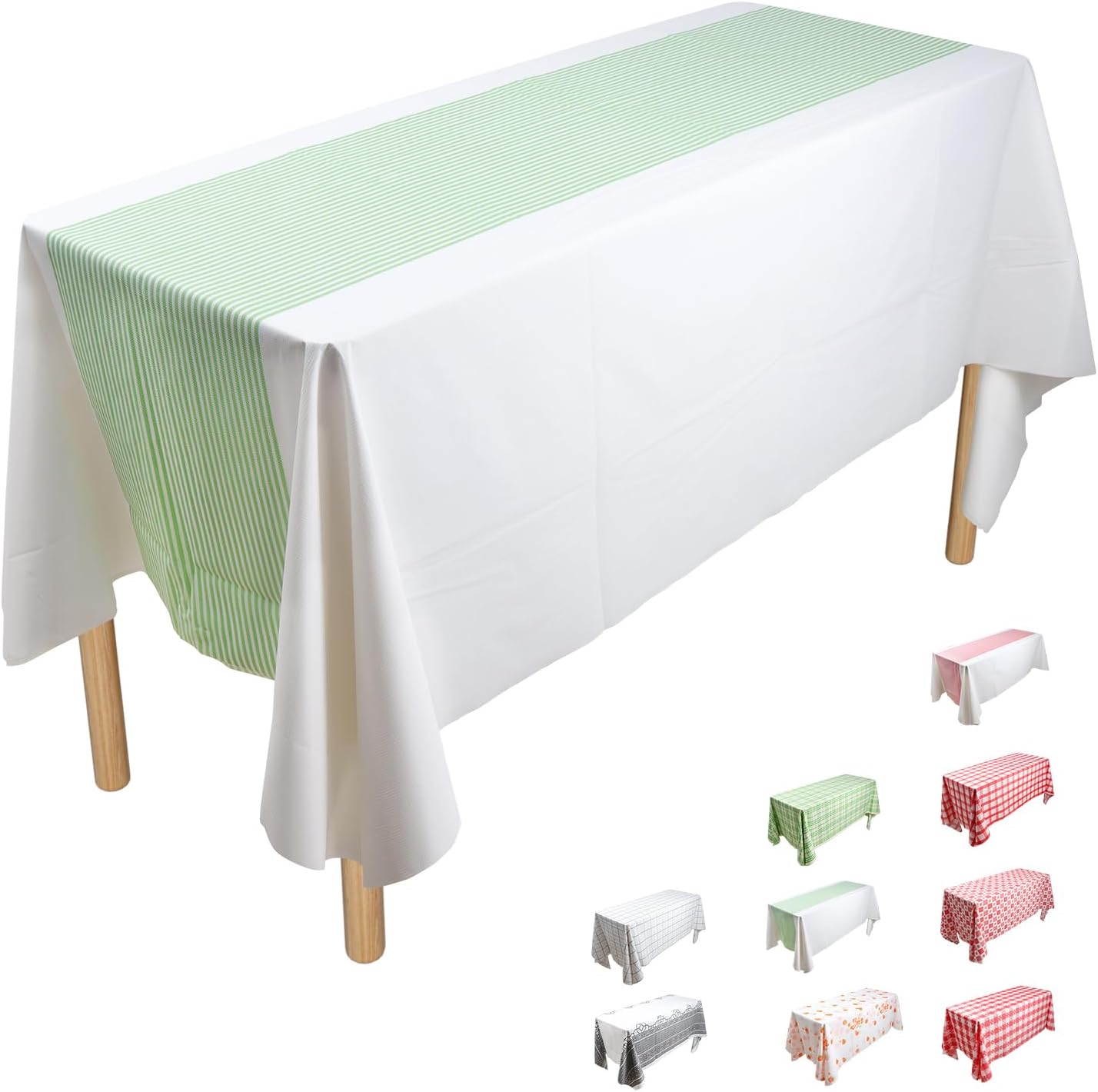 ZGP (Lucky Clover) 54 x 86 Inch 10PCS Pure PE Table Cloth Disposable, Table Cloths for Party, Picnic, Wedding, Decorative Tablecloths, Rectangle, White Plastic Cover, Leakproof & Sturdy Tablecloths image 5