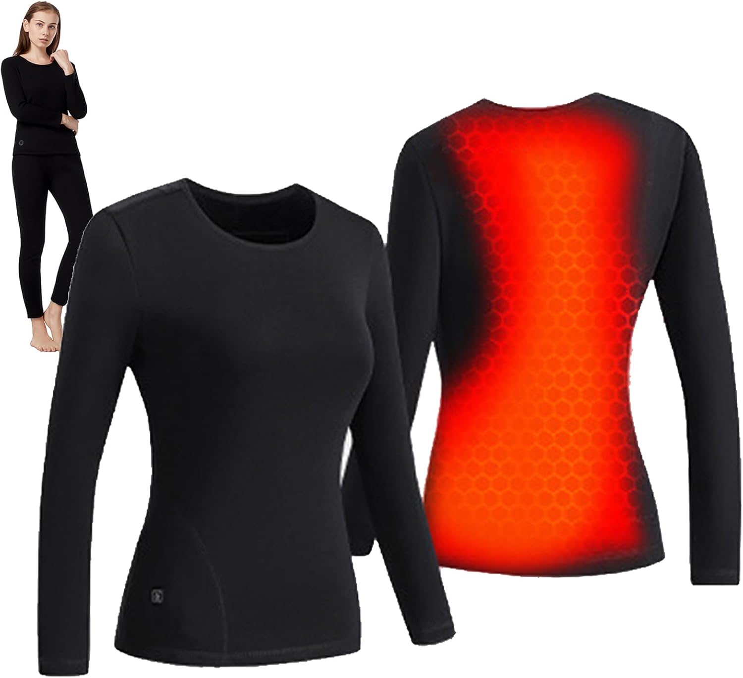 Heated Thermal Underwear Winter Electric Heating Underwear Outdoor Cold-Proof Heating Clothes, 3 Levels Temperature