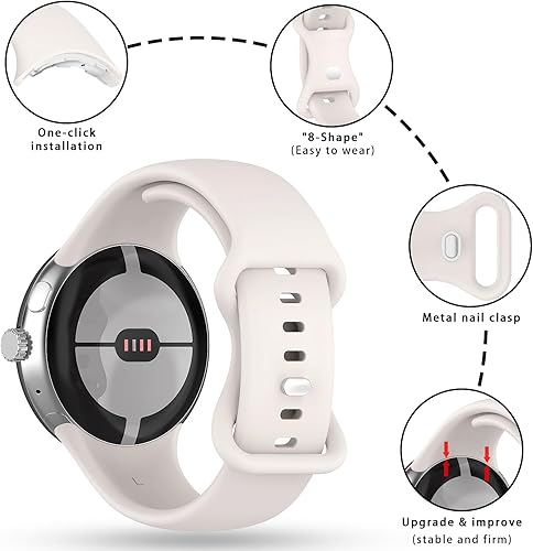 Miniatura 66 de Band Compatible with Google Pixel Watch 1/2/3/4 (41mm), Soft Silicone Sport Replacement Straps Bracelet for Google Pixel Watch 41mm