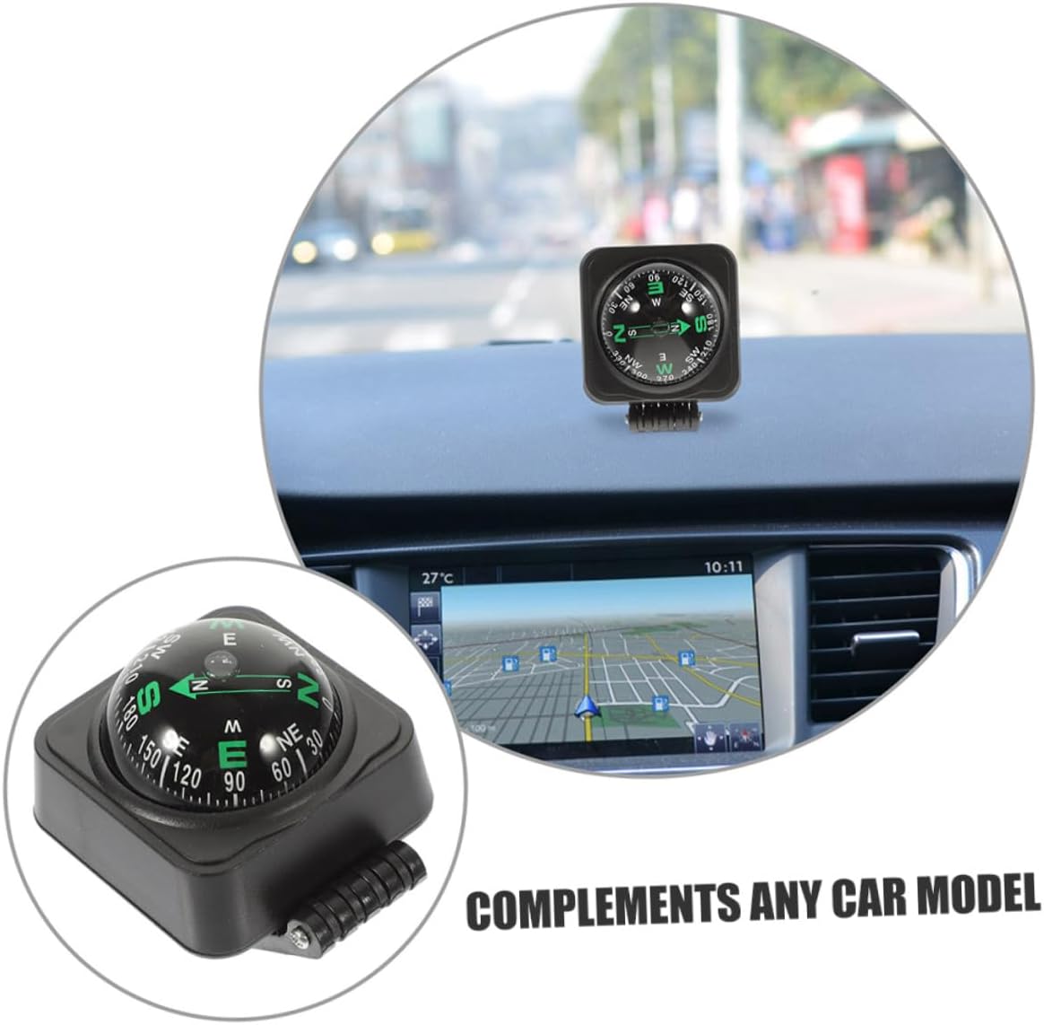 2pcs Adjustable Dashboard Compass Ball for Car and Boat, Portable Automotive Interior Navigation Guide, Self-Adhesive Ball-Type Compass for Outdoor Driving