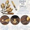 Countersink Drill Bit Set 6Pcs Titanium Coated Chamfer Bits with Hex Shank, 90-Degree 5-Flute Woodworking Metal Drilling Tool Kit for DIY Furniture Repair, Imperial Sizes 1/4 to 3/4 Inch