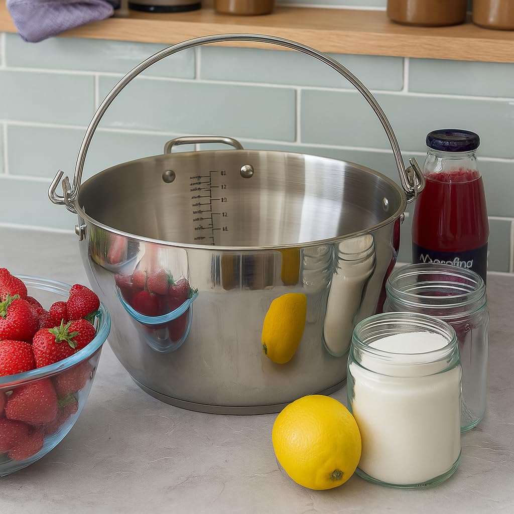 Jam Pan Stainless Steel Maslin 8.5 litres for Making Jams and Chutneys Suitable for Induction Hobs, Electric and, Gas