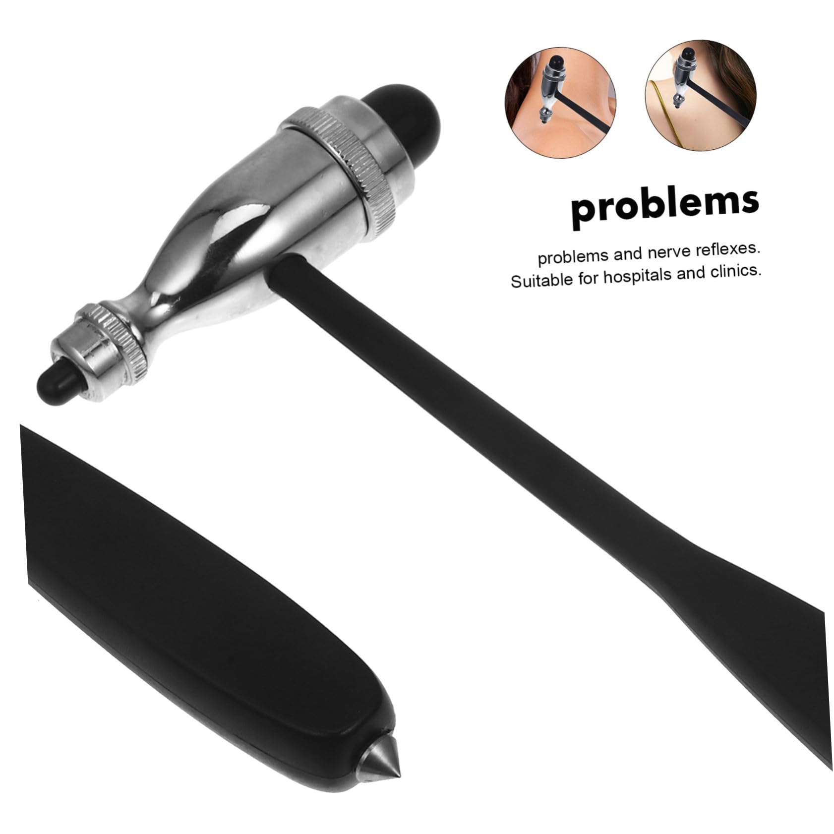 Amosfun 4 Stück Multifunktions-Schlaghammer Medizinische Ökonomie-Percussion neurologische Perkussion Diagnosegerät Krankenhaustesthammer Krankenhausbedarf Rostfreier Stahl Schwarz