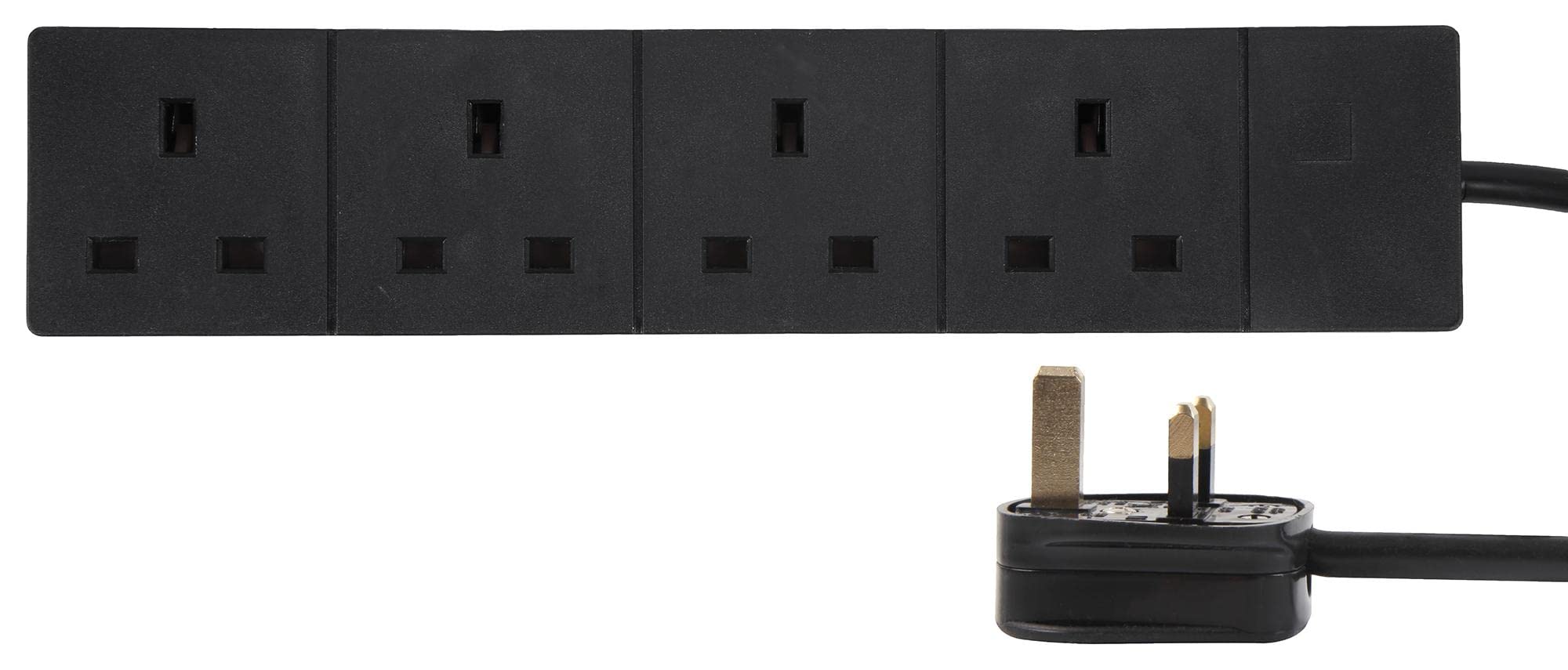 Pro Elec Black 4 Gang Mains Extension Lead, 7.5M,