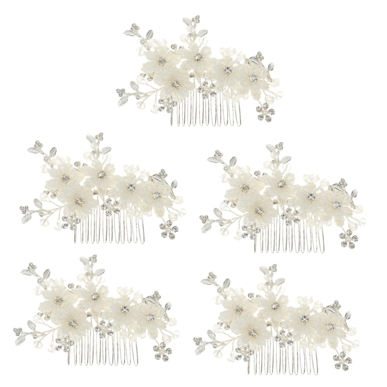 FRCOLOR Haarspangen Damen Mit Kamm 5 Stück Seitenkamm Tiara Brauteinsatz Perlen Haarnadel Braut Haarschmuck Haarspangen Für Frauen Brauthaar Hochzeit Braut Haarkamm Einsatzkamm Hochzeit Haarkamm