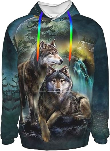 Amazon.com: NiuKom Sudadera con capucha con estampado de lobo en 3D para  hombre : Ropa, Zapatos y Joyería