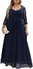Nemidor Womens Deep- V Neck 34 Sleeve Lace Vintage Plus Size Bridesmaid Formal Maxi Dress