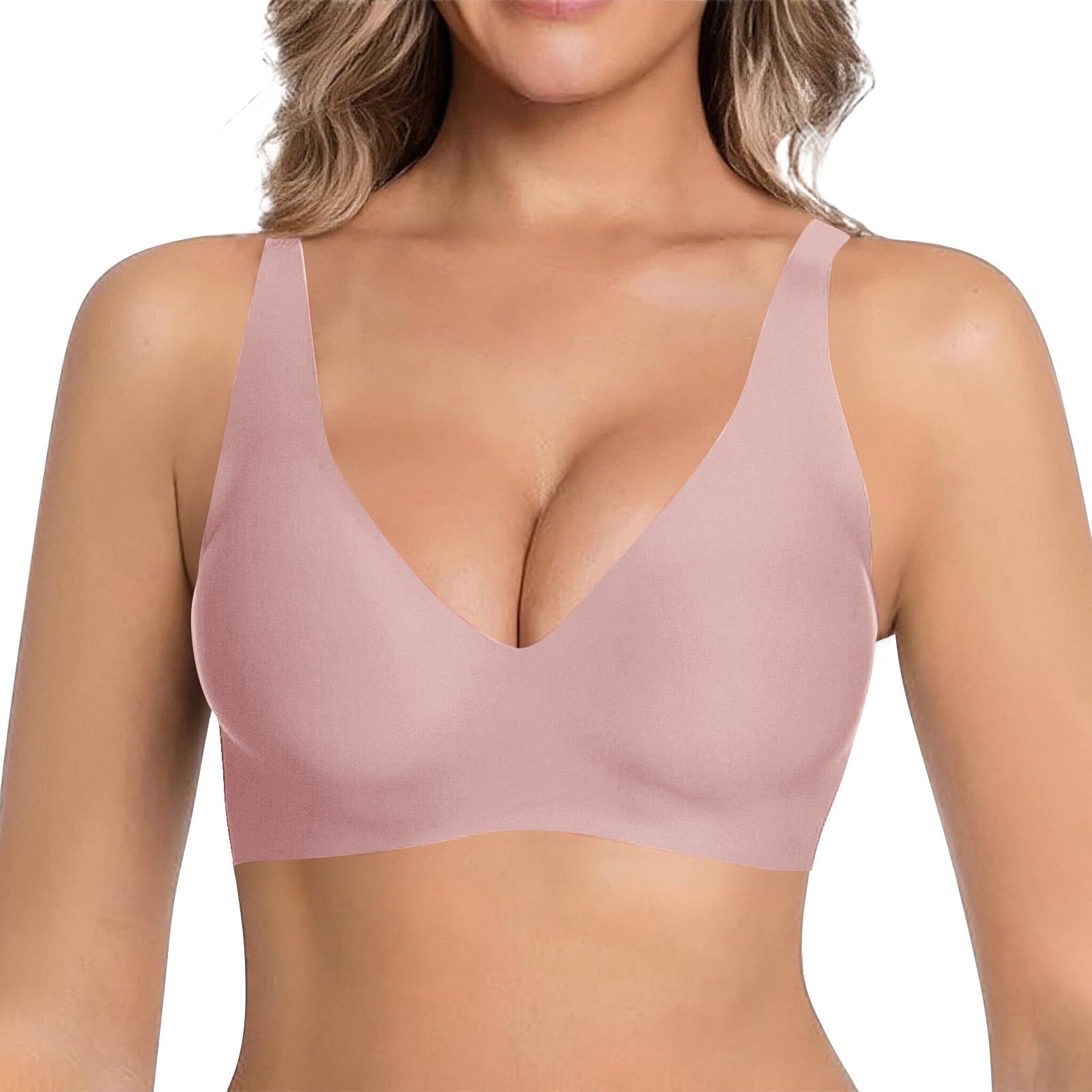 Jelly Bras for Women Deep V Wireless Push Up Leopard Bra Lift Supportive Full Coverage No Underwire Seamless Jelly Bras Plunge Bralette Comfort Adjustable Straps Everyday T-Shirt Shapecurve Bra — view 20