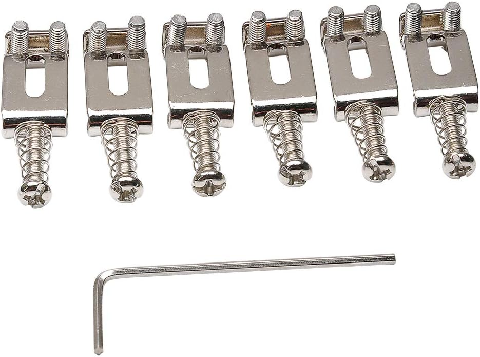 Musiclily Pro 10.5mm Steel Vintage Style Guitar Tremolo Bridge Saddles for Strat Stratocaster Electric Guitar Nickel(Set of 6) - Image 4