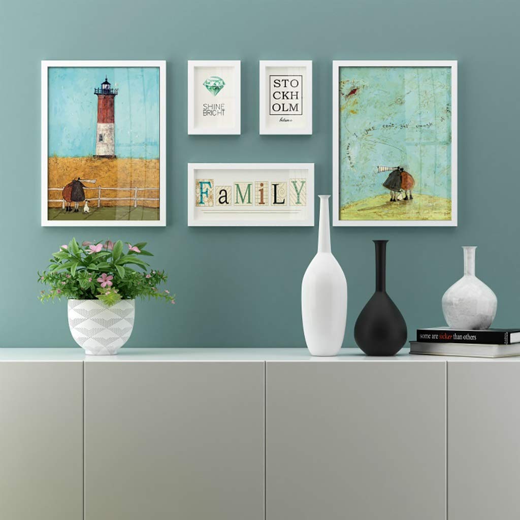 Cadres photo multi bois WJNY : lot de 5 pièces élégantes pour votre salon