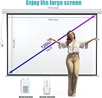 Vista 5 de 120" Motorized Projector Screen, Electric 16:9 Projector Screen with Remote Control, Indoor/Outdoor HD Movie Screen, Wall/Ceiling Mounted, Perfect