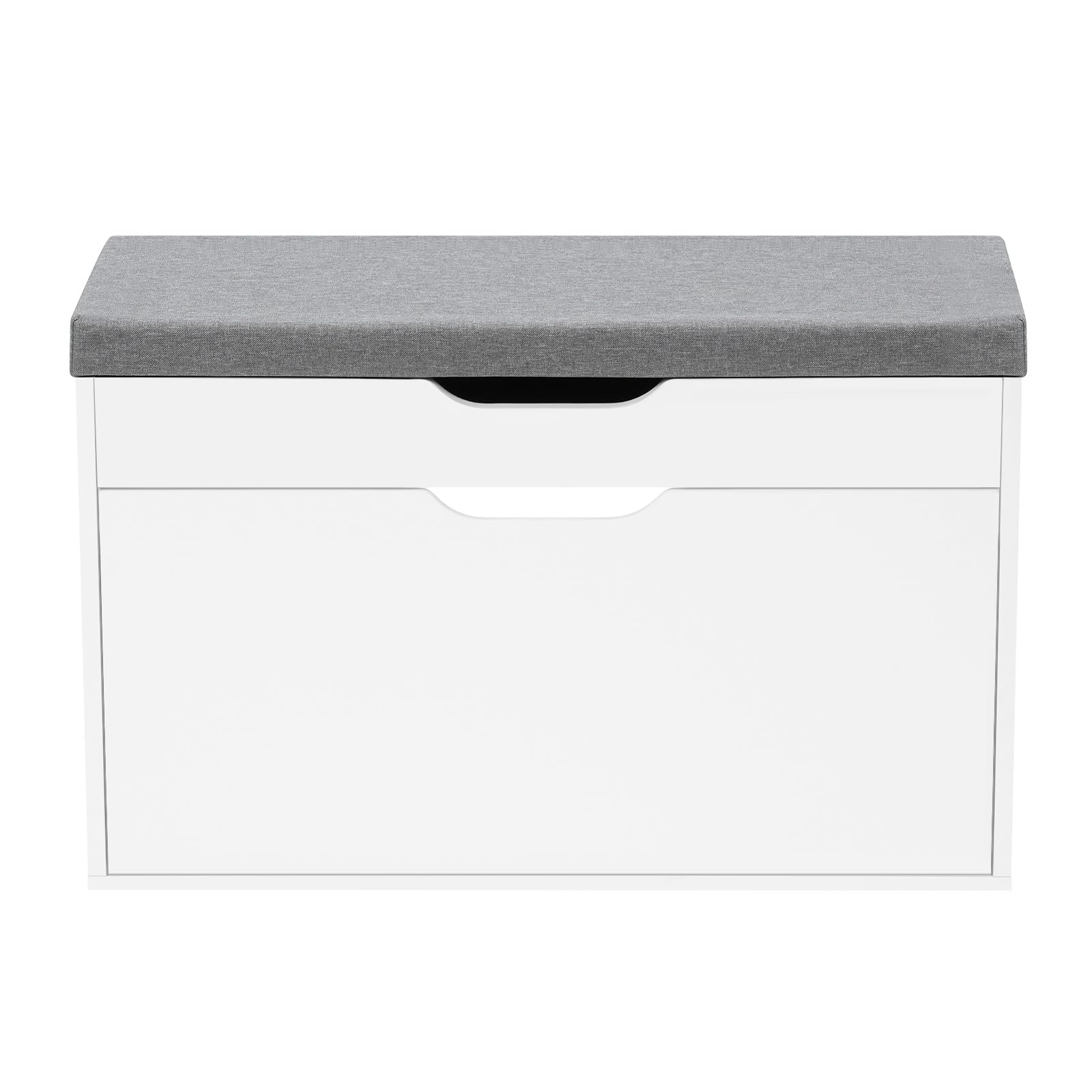 WOLTU Zapatero Entrada Recibidor, Banco Zapatero Abatible 2 Niveles, Banco Almacenamiento Oculto, Organizador Zapatos Madera, Sapateira para Salón Pasillo Recibidor Entrada, Blanco y Gris