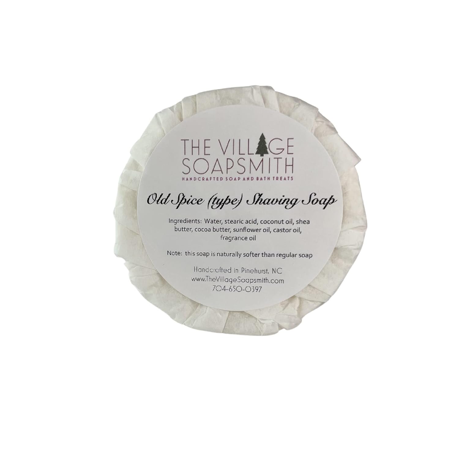 Village Soapsmith Old Spice Shaving Soap - Thick Lather, Shea Butter, Classic Scent for Smooth Wet Shaves
