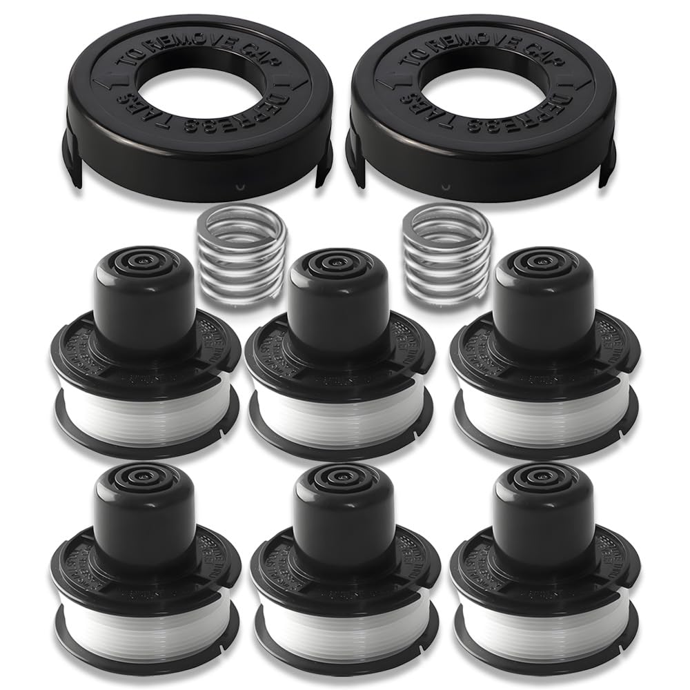 Compatible con Black + Decker, reemplazo para GL250, GL310, GL360 y GL360SB. Incluye 6 bobinas de Repuesto de Nylon, 2 Cubre Bobina y 2 Resorte.