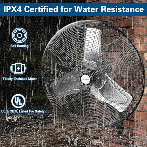 Image of BILT HARD 24 in. Outdoor Oscillating Wall Fan, 6300 CFM 3-Speed Heavy Duty Outdoor Wall Fans, High Velocity Waterproof Fans for Patio, Commercial, Industrial, Warehouse, UL Listed, 2 Pack