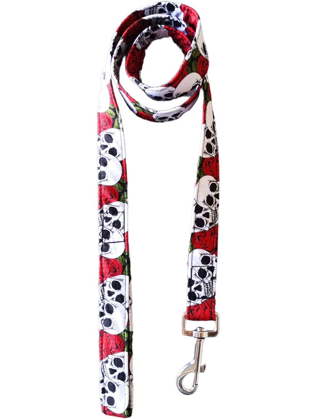 Collar Martingale/Correa/Cinturon Seguridad CALAVERA RED para Perro Galgo Greyhound - Hecho a Mano en España