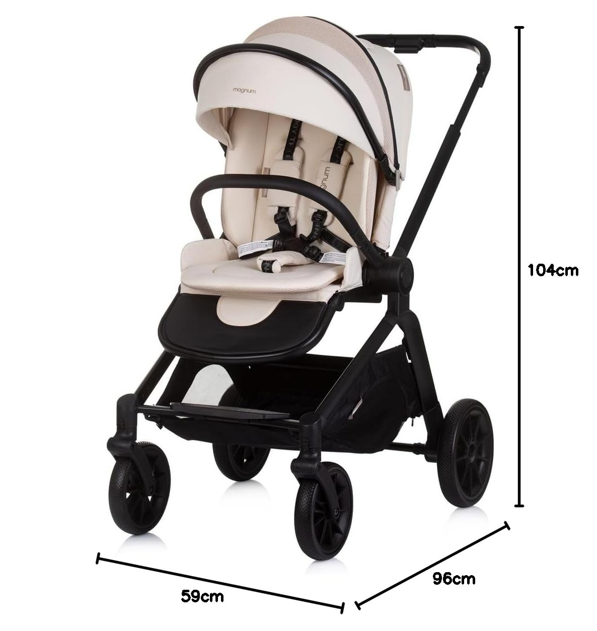 Chipolino Kombikinderwagen Magnum 3 in 1 Babywanne Sportsitz i-Size Babyschale creme