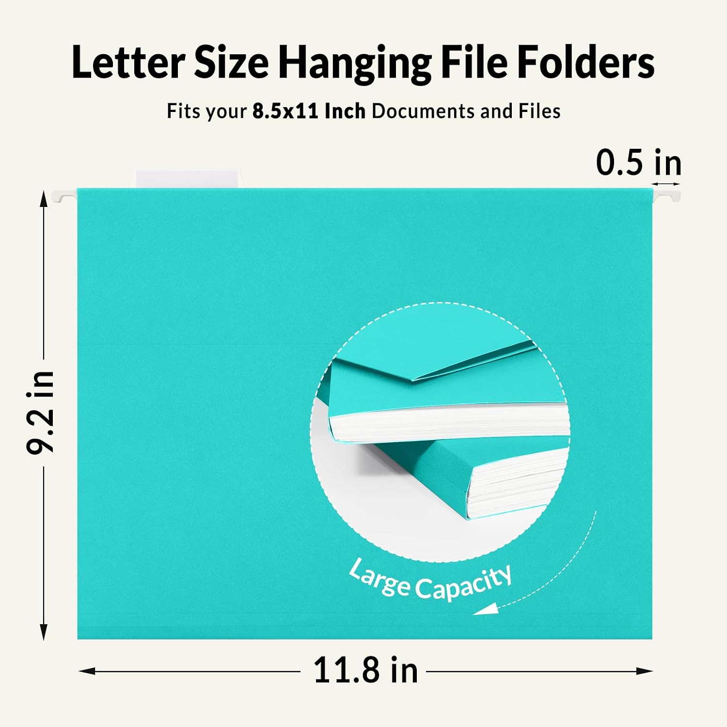 SUNEE Hanging File Folders Teal, 25 Pack Letter Size File Folders with 1/5-cut Tabs, Stay Organized for Your Home and Office Bulk File and Documents image 5