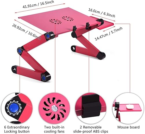 Miniatura 4 de Soporte plegable para laptop, mesa de aluminio para cama y sofá, escritorio de regazo ajustable, soporte portátil para cuaderno, bandeja de