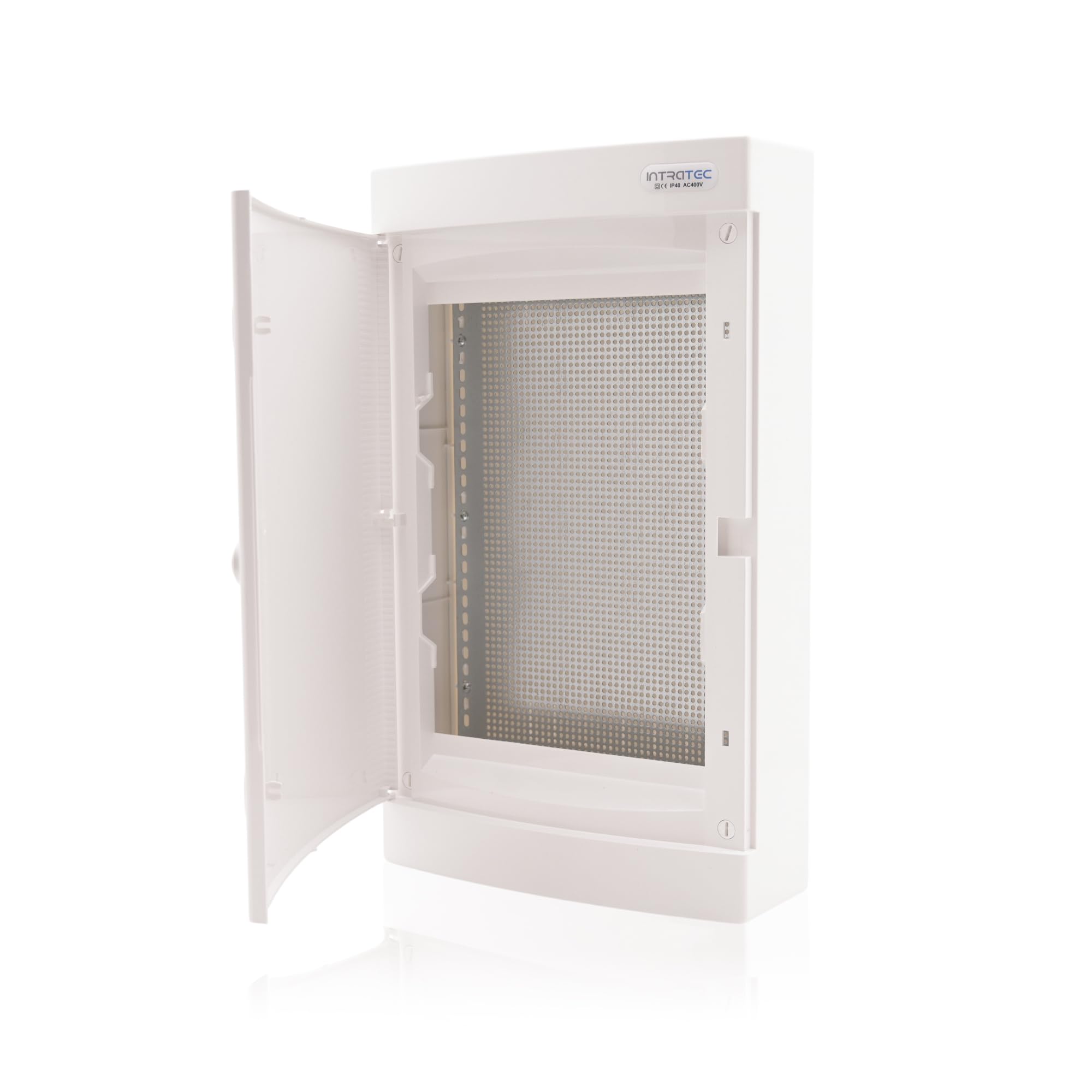 Intratec ripartitore di comunicazione a parete, IP40 – Distribuzione multimediale per casa connessa, armadio per sistemi multimediali, 287 x 485 x 112 mm, bianco