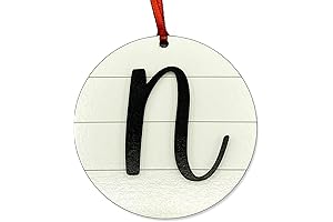 Personalized Wood Shiplap Initial Christmas Ornament - Letter N