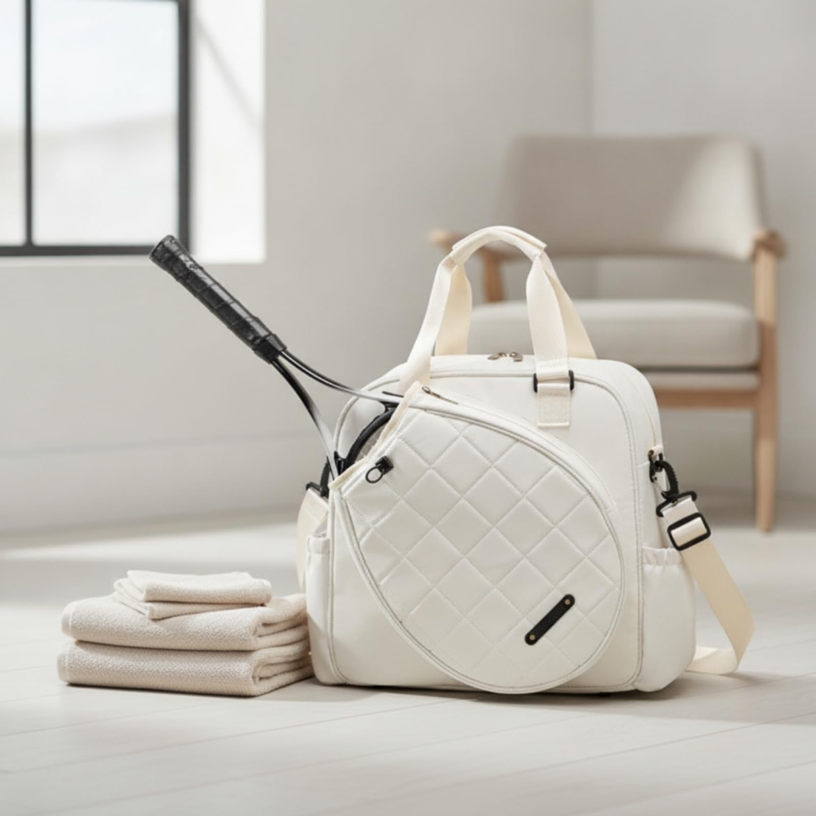 a Tennis a Rachette a Sportiva Portaracchette a con Scomparti E Tracolla Regolabile Materiale Memory Leggero 20L Tennis Pickleball Badminton Palestra, Array, Nero, 20L
