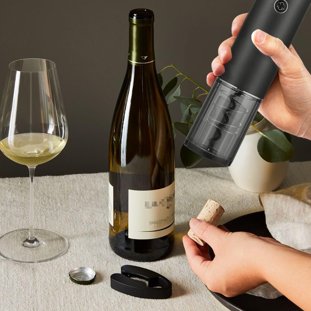 Cavatappi Elettrico Professionale Ricaricabile USB Nero con Taglia Capsule