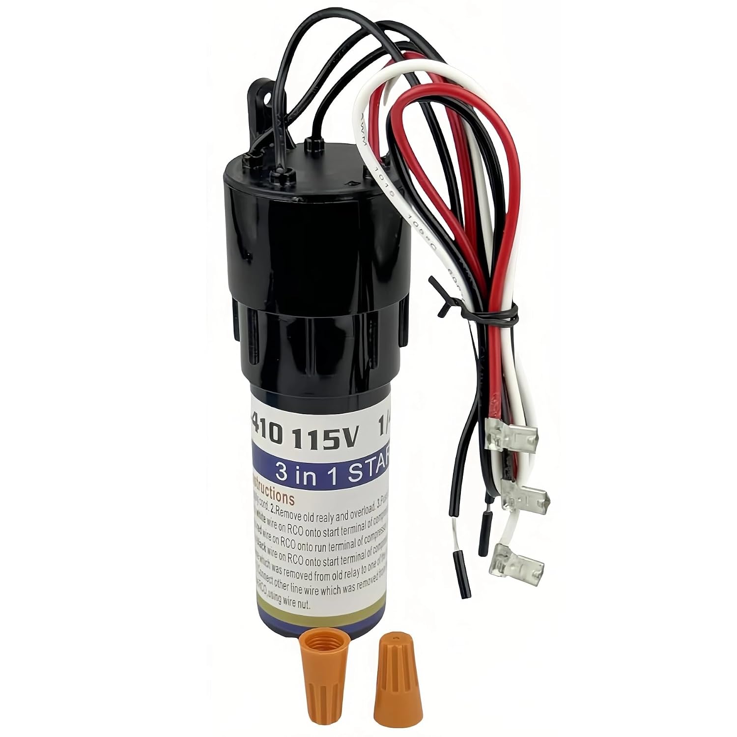 RCO410 3-in-1 Refrigerator Hard Start Capacitor Kit 1/4-1/3 HP 115VAC