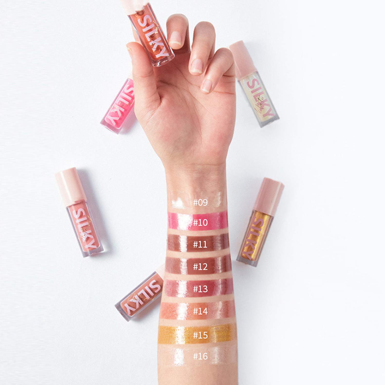 MAEPEOR Shimmer Glossy Lipgloss Set 8PCS Non-Sticky Moisturizing Lip Gloss Long-lasting High Shine Liquid Lipstick for Girls and Women (Shimmer Glossy, Set 02)
