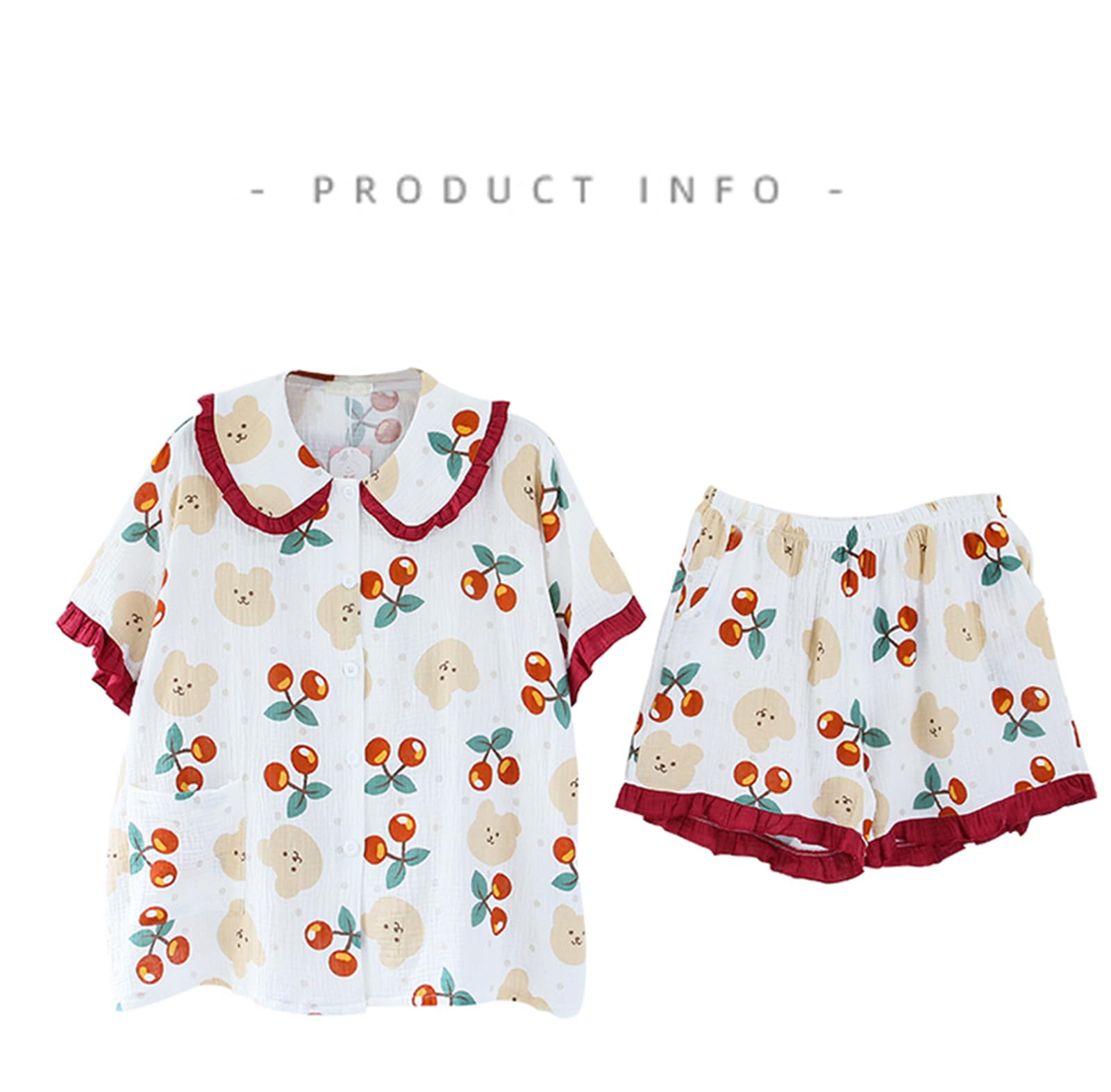 Generic Damski zestaw bawełniany piżamy 2-częściowy zestaw przycisków z krótkim rękawem Pjs Plus Size 4XL 5XL