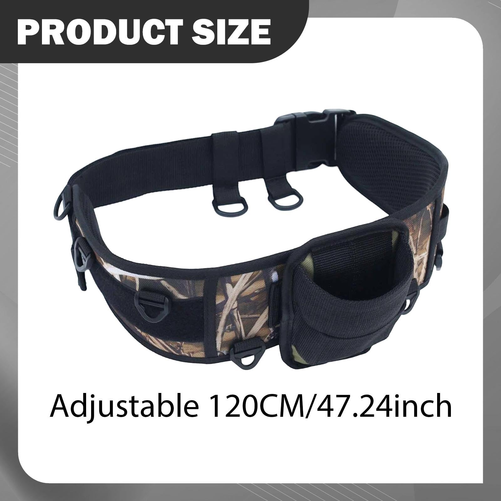Fishing Waist Belt mit Komfortabler Polsterung Einstellbarem Angelgurt Robustem Polyestergewebe Und Praktischen Haken für Angler Frauen Männer Outdoor