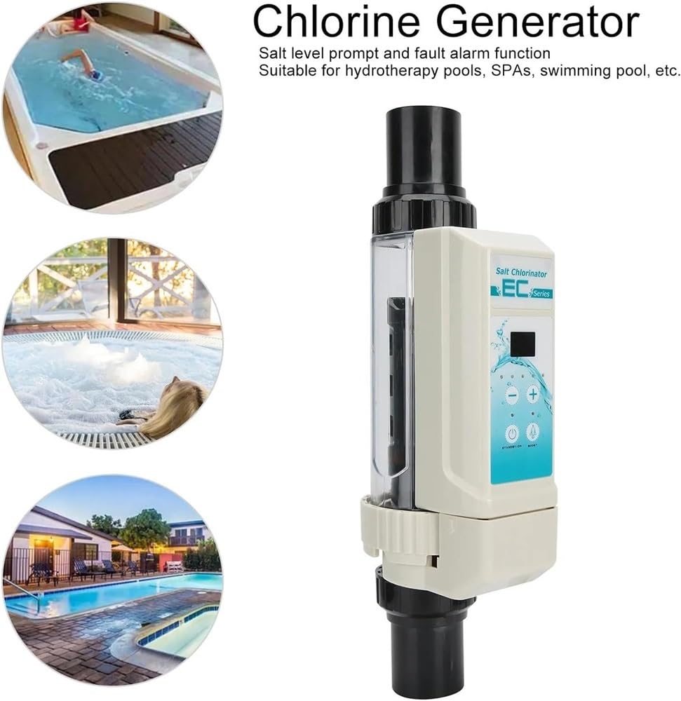 Sistema de cloración para Piscinas de Agua Salada, Piscina de Agua con clorador salino de Limpieza automática, Sistema generador de Cloro salino electrolítico para Piscina, Piscina