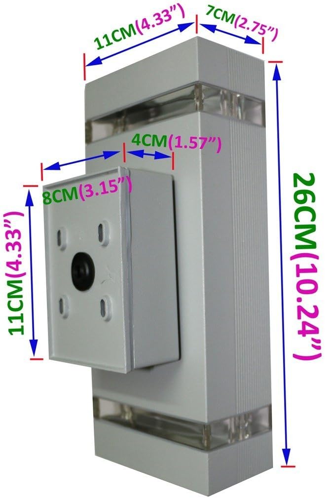 LUMINTURS(TM) 14W LED Bulb Wall Sconce Up/Down External Light Waterproof IP65 Outdoor Lamp Grey Shell