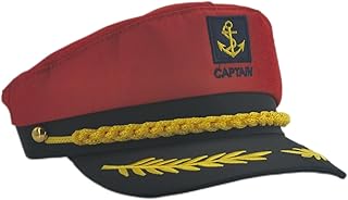 Captain hat,Adult Sailor hat,Navy Marine Cap Adjustable boat cap Costume Accessory (red)