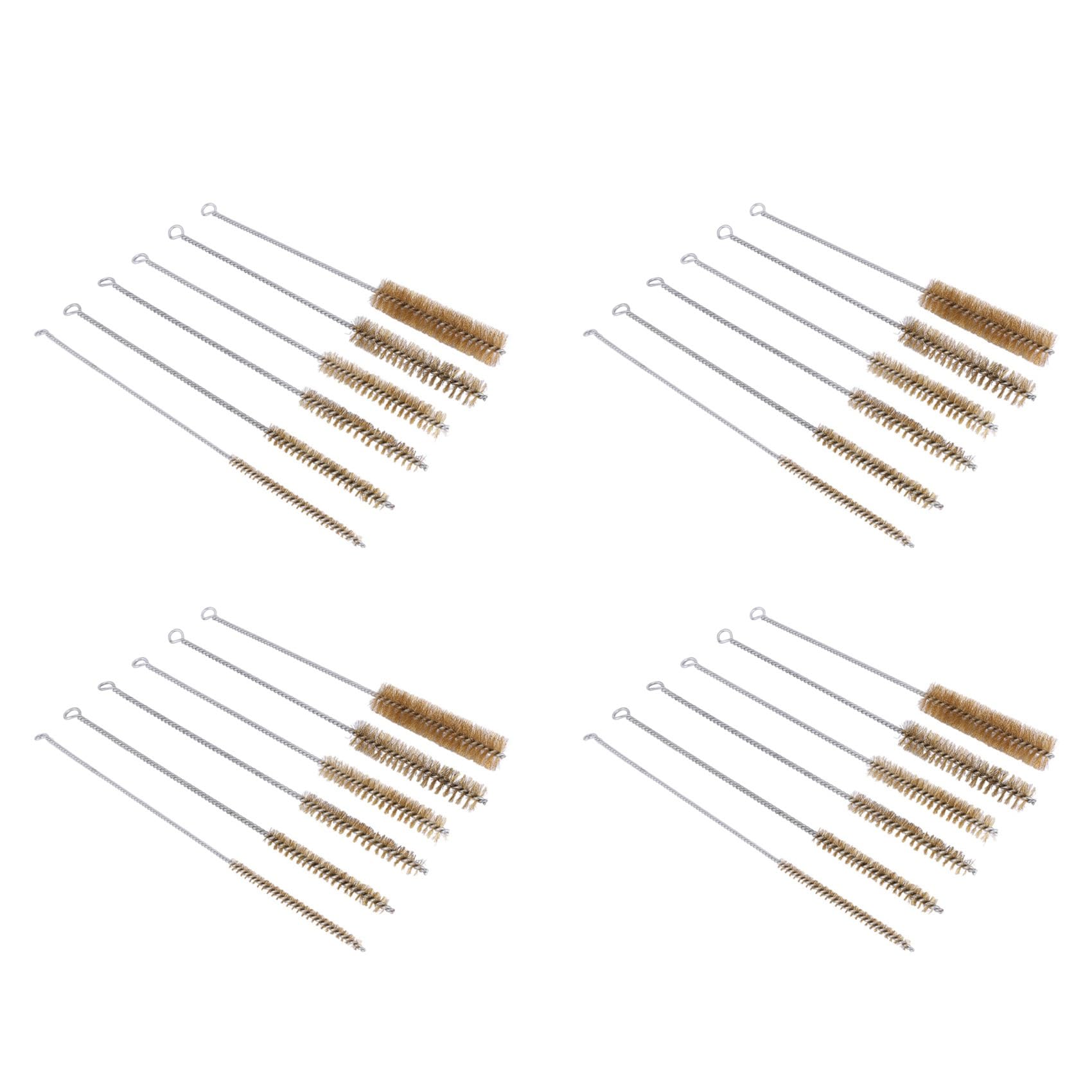 Hndhbfgrt 24 Pcs Brass Tube Cleaning Brush Wire Brush Set Cleaning Polishing Tool Brass Wire Brush Set