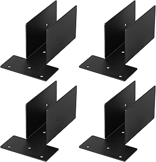 MOUNTAIN_ARK 4 Pack Upper Mount Pergola Rafter Bracket Fits 2x4 Wood, Black T Shape Top Bracket for Gazebo Roof Trusses and Deck Railing, Pergola Accessories