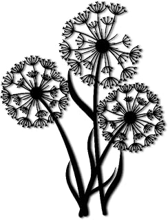 Dandelion Seed Head Metal Wall Art Decor Metal Outdoor Decor Metal Signs Whimsical Wall Decor Decoration for Living Room Apartment Bedroom (Black,12inch)