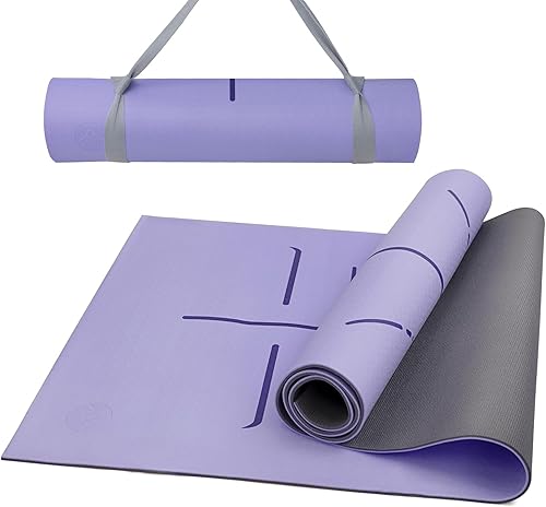 Tapete de yoga de 0.315 pulgadas de grosor, tapete de entrenamiento antideslizante, 72 x 26 x 0.31 pulgadas, tapete de ejercicio grande con marca de