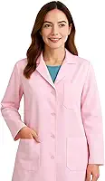 Jaleco Feminino Oxford Profissional Acinturado com Botões 3 bolsos frontais