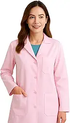 Jaleco Feminino Oxford Profissional Acinturado com Botões 3 bolsos frontais