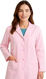 Jaleco Feminino Oxford Profissional Acinturado com Botões 3 bolsos frontais