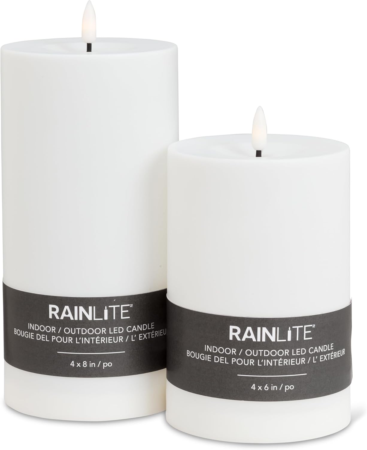 Abbott Collection Rainlite Large Indoor/Outdoor LED Flameless Candle with Timer - White (8" H)