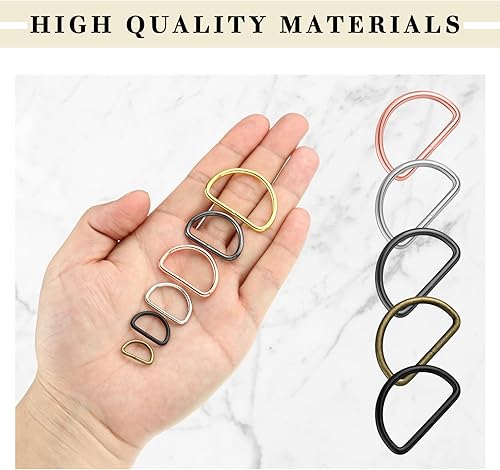 Miniatura 3 de Shimeyao 90 anillos en D de metal de colores surtidos para monedero, hebillas en forma de D, multiusos, semicirculares para bolsas de hardware,