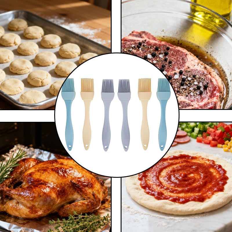 6 Pcs Silicone Basting Brush - Pastry Brushes for Cooking, Baking, BBQ Grilling, Sauce Brushing