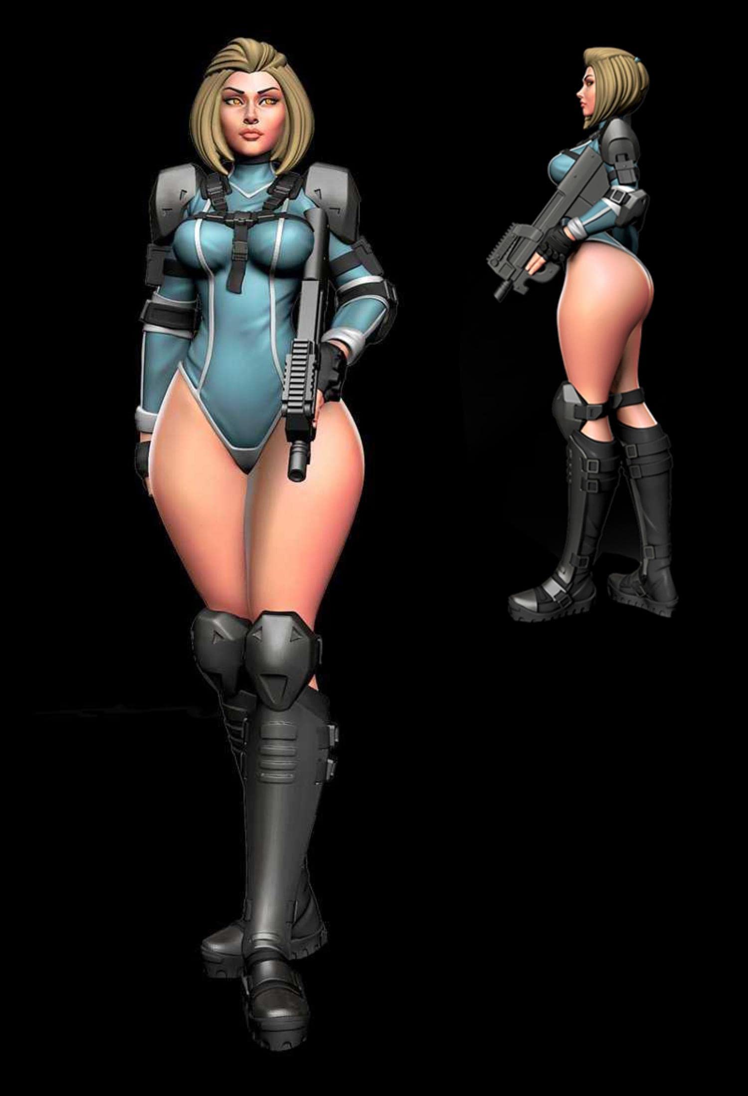 ZHANGJING 1/24 75mm 1/18 100mm Modello in Resina Bella Ragazza Femmina Soldato Figura Smontato Non Verniciato RA-507