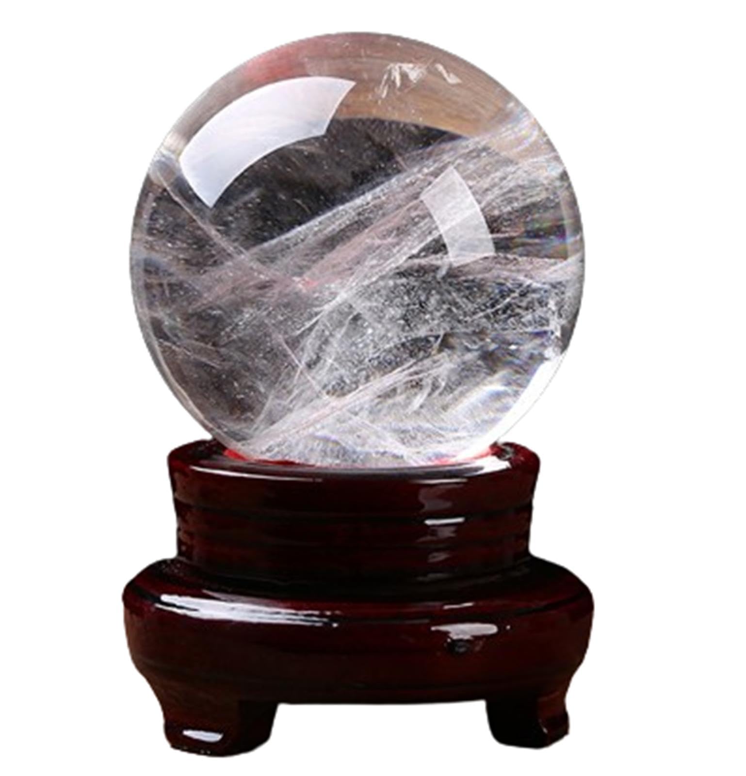 LHAOEEEYG Clear Quartz Crystal Ball Divination Sphere White with Stand Home Decor Prosperous Love Invite Wealth,8cm/3.1in