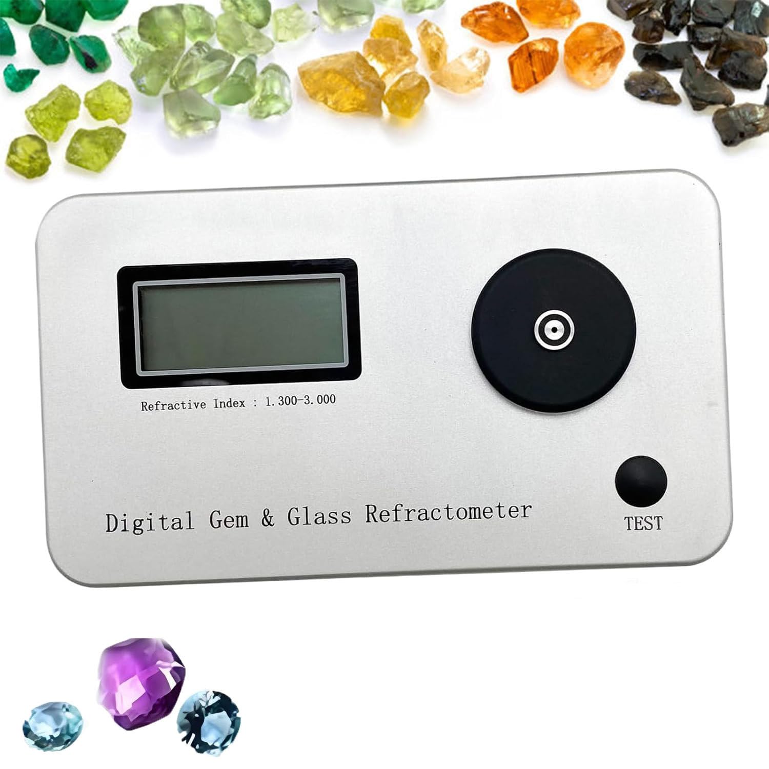 Digital Gemstone Refractometer,Jewelry Authenticity Tester,Professional Jewelry Tester Identification Tool with Lcd Display and 700mah Battery,Refractive Index 1.300-3.000,For Jewelry,Jade,Crystal