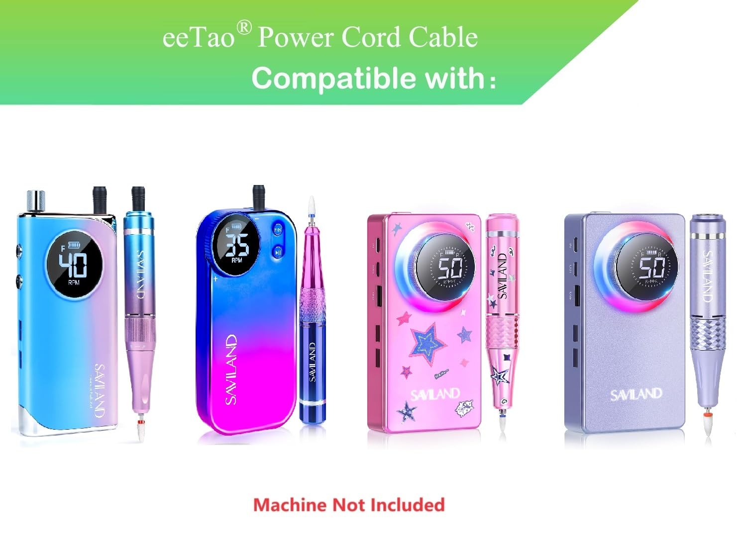 5V USB Type C Charging Cable Compatible with SAVILAND 50000RPM 40000RPM 35000RPM Electric Nail Drill Professional Battery DC5V 5VDC 5.0V Power Cord Cable