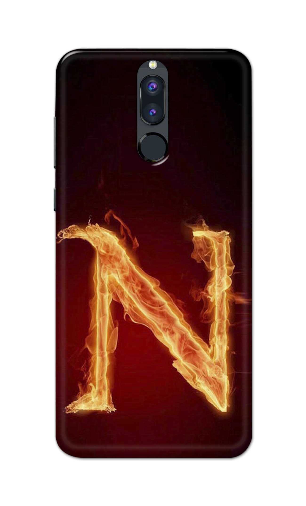 NalamiCases Name II Initial II Letter Alphabet N with Flame Printed Designer Hard Back Case Cover for Huawei Mate 10 Lite/Huawei Nova 2i / Huawei Honor 9i -(VL) DNL2027